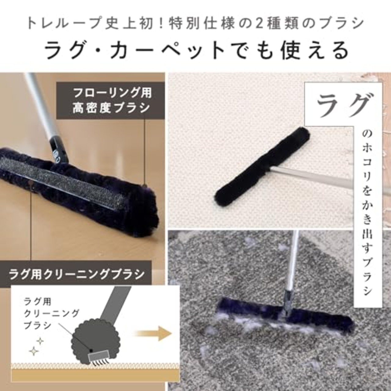 レック 激落ちくん 高密度ブラシ トレループ Premium (床・階段用タイプ ・ グレー) くり返し使える ホコリ取り/ケースに通すとモップがキレイに/スライドケースでホコリをまとめて捨てられる