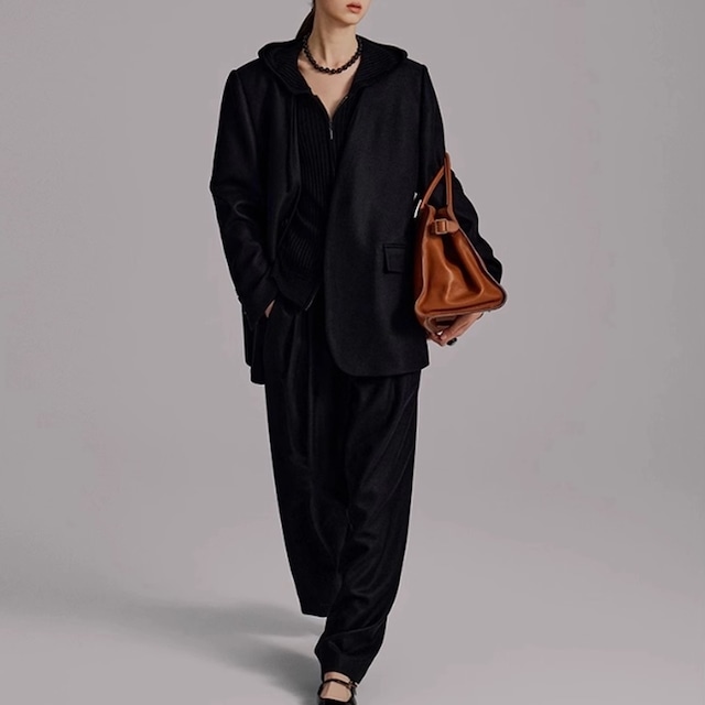 zip-up rib knit hoodie 10857