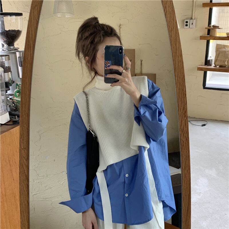 ルーズブラウス スタイルシャツ スプリングホワイトトップス ロング 春物 ブラックストロベリース90459735531