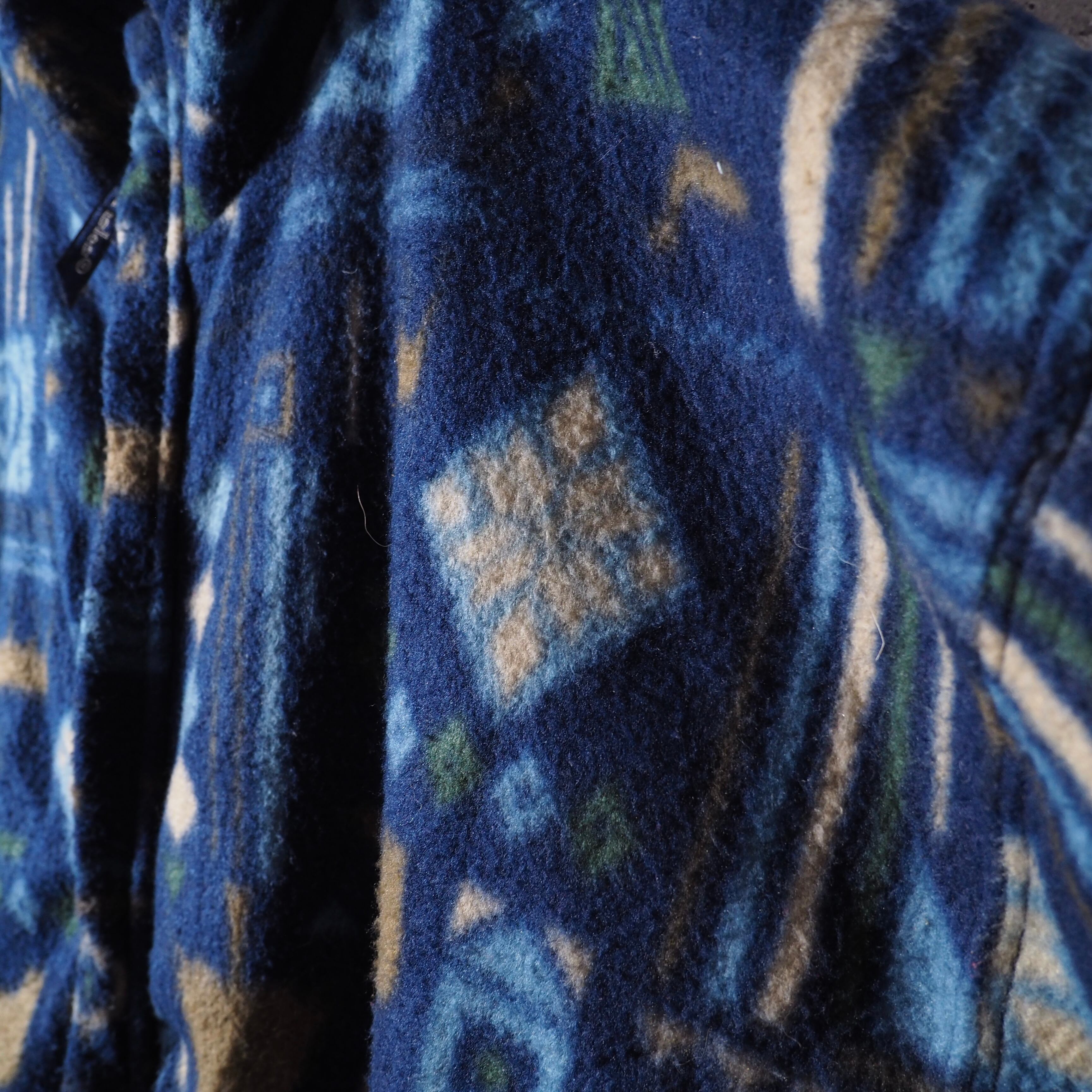 ” Northen isles” Nordic art pattern design vintage loose silhouette fleece jacket