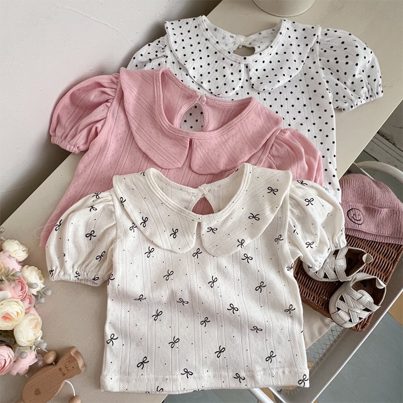 BABY 半袖ブラウス BABY&KID】夏作ワイドカラーバブルスリーブ半袖ブラウス | 韓国子供服