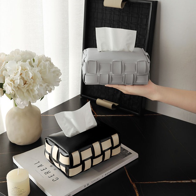 ティッシュ ボックス エレガント 編み込風 シンプル おしゃれ かわいい インテリア  ティッシュ ケース カバー リビング オフィス