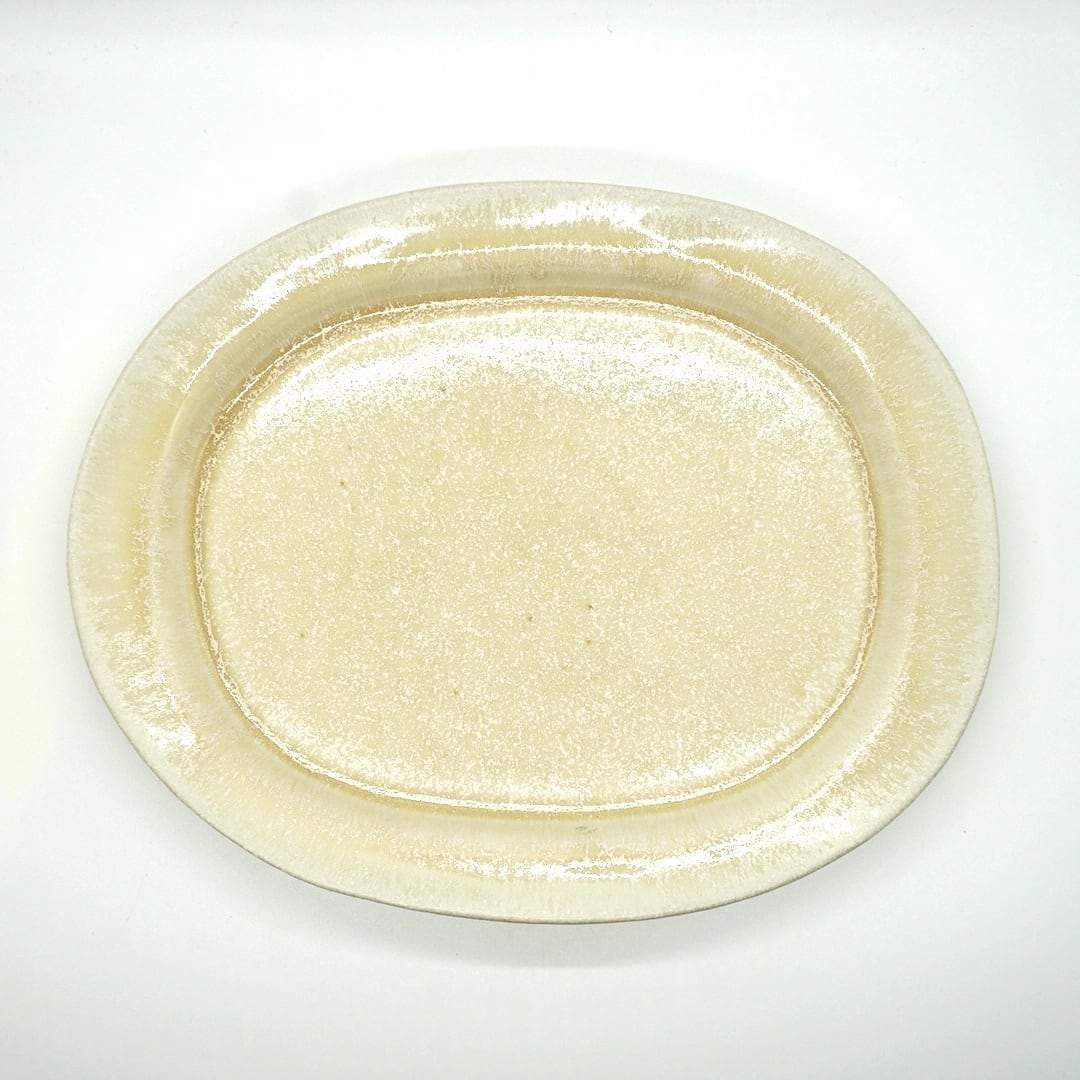 広瀬佳子 オーバルプレート 白茶