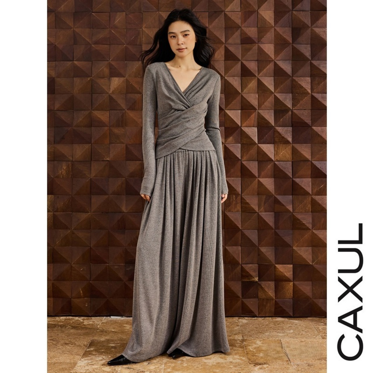 Draped Wrap Top & Wide Pants SET-UP