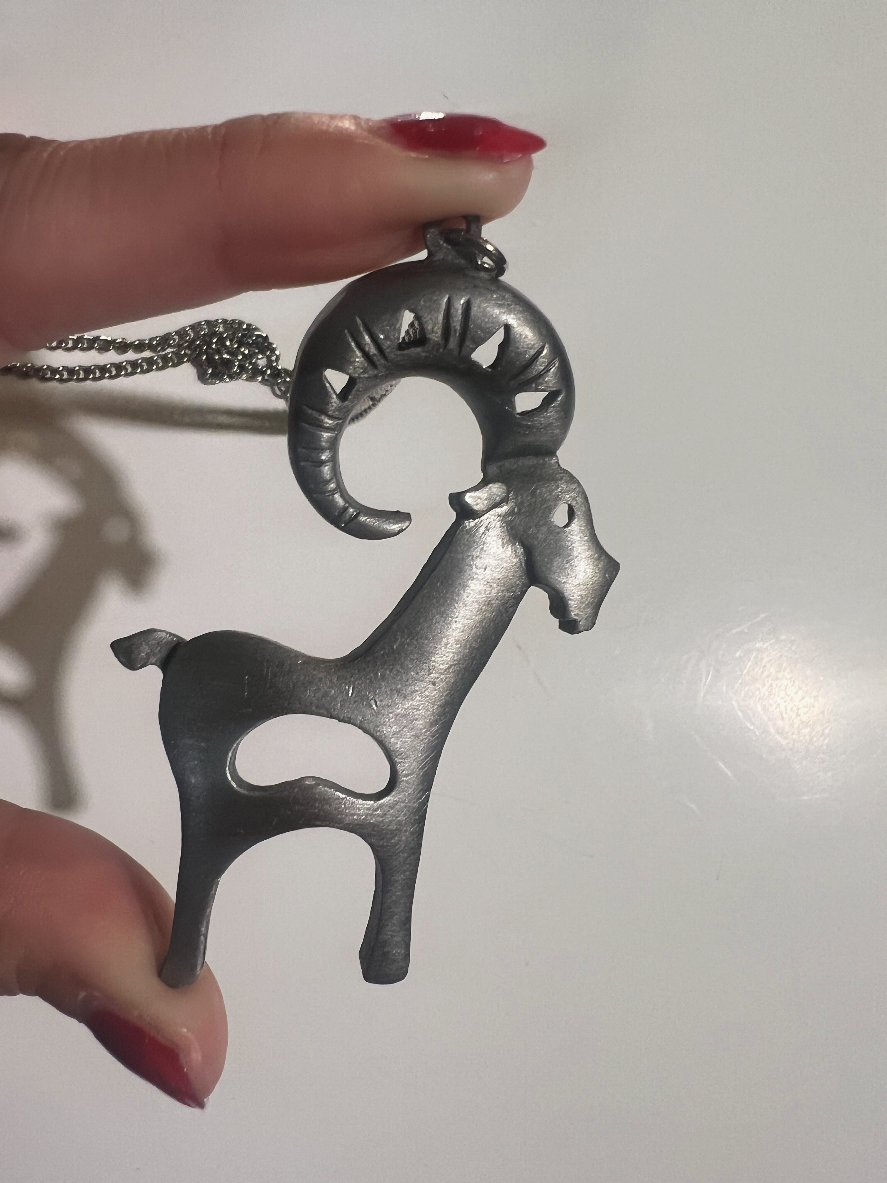 Vintage "Aries " animal silver necklace