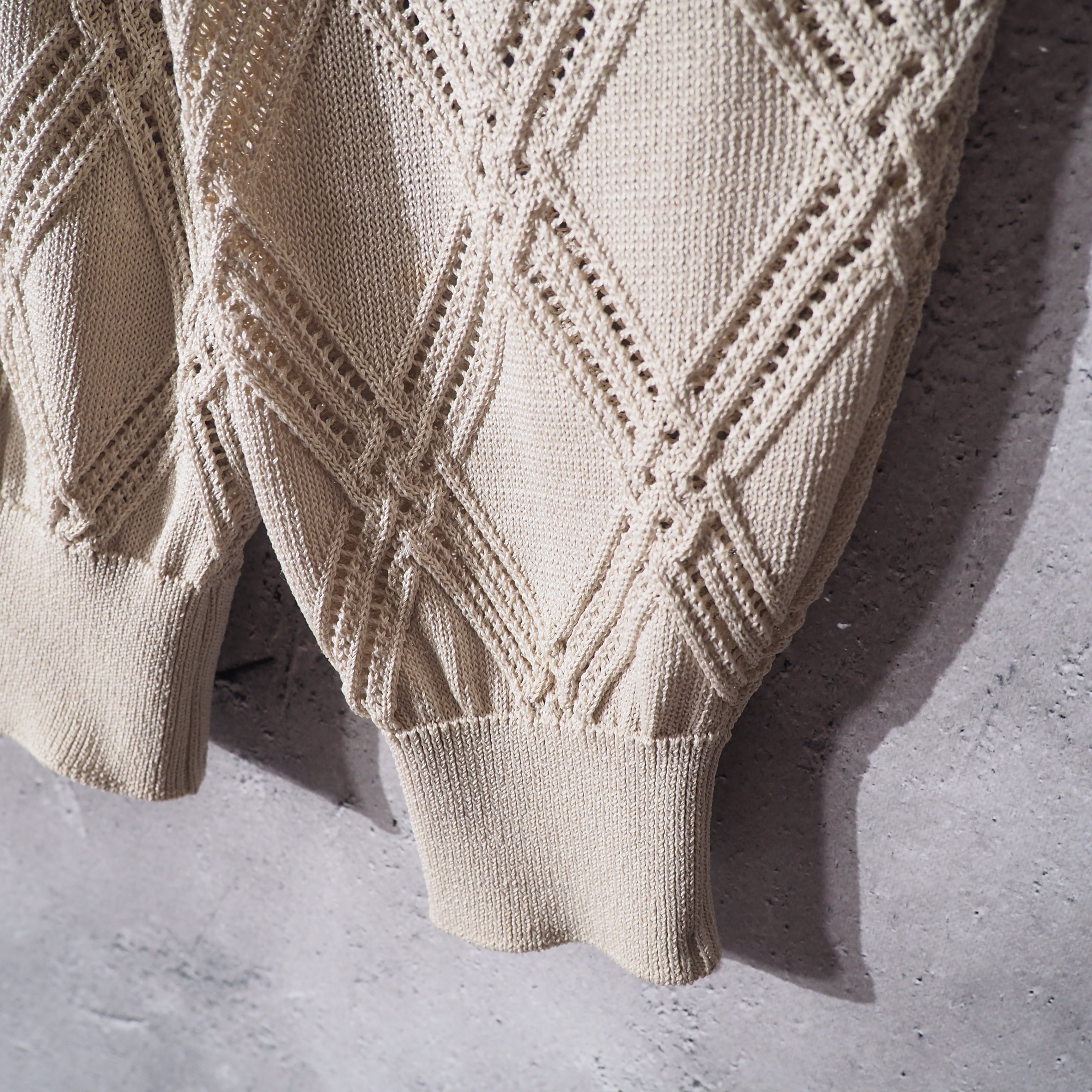 1990s Switching Mesh Embossed Vintage Loose Knit
