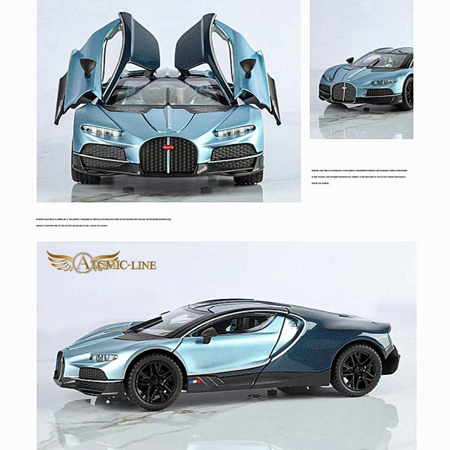 ブガッティ トゥールビヨン 1/24 ミニカー 全6色 ライト点灯 エンジンサウンド 合金モデル 模型 ジオラマ