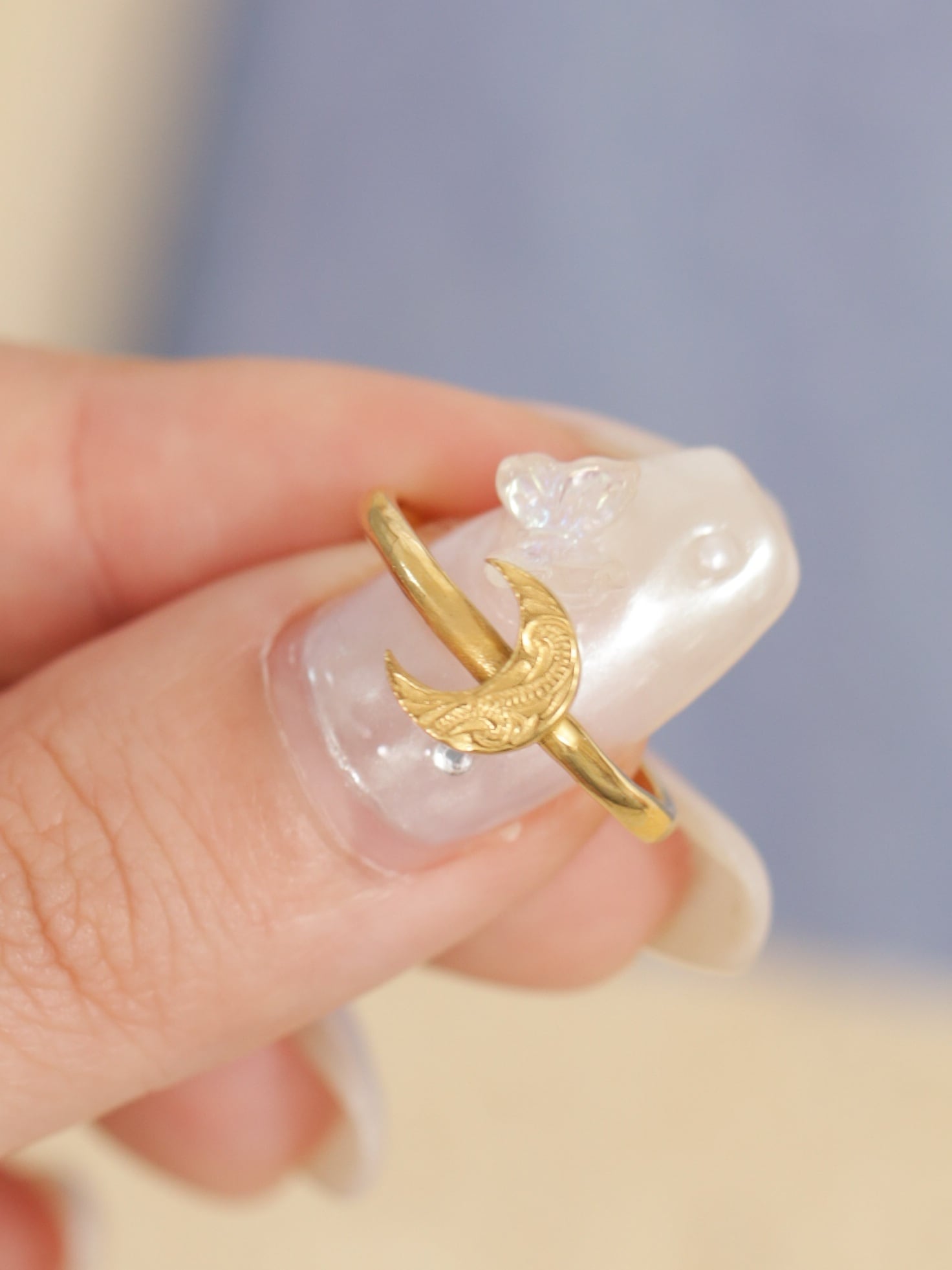 316L hawaiian moon ring #r08