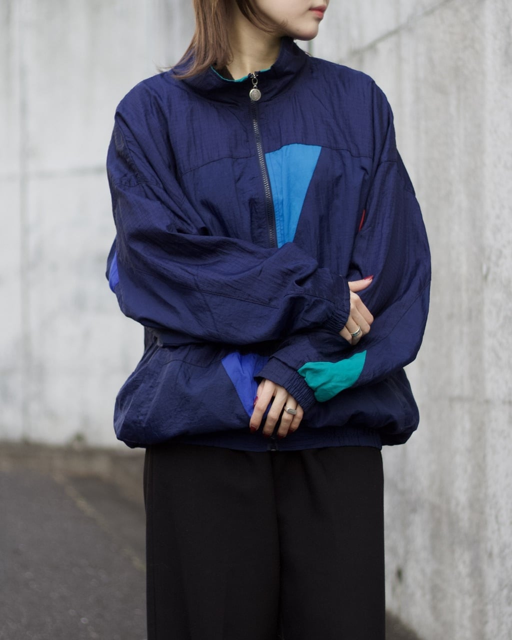 Christian Dior　ジャケット　ヘリンボーン　11　青　バイカラー 1990s 