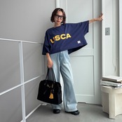 【受注予約：8月中旬入荷予定】[USCA]bigコットンtee/パープル