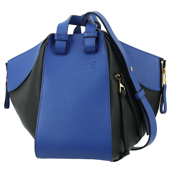 Used LOEWE ロエベ ハンモック スモール ソフトグレインカーフ ブラック ブルー ゴールド金具