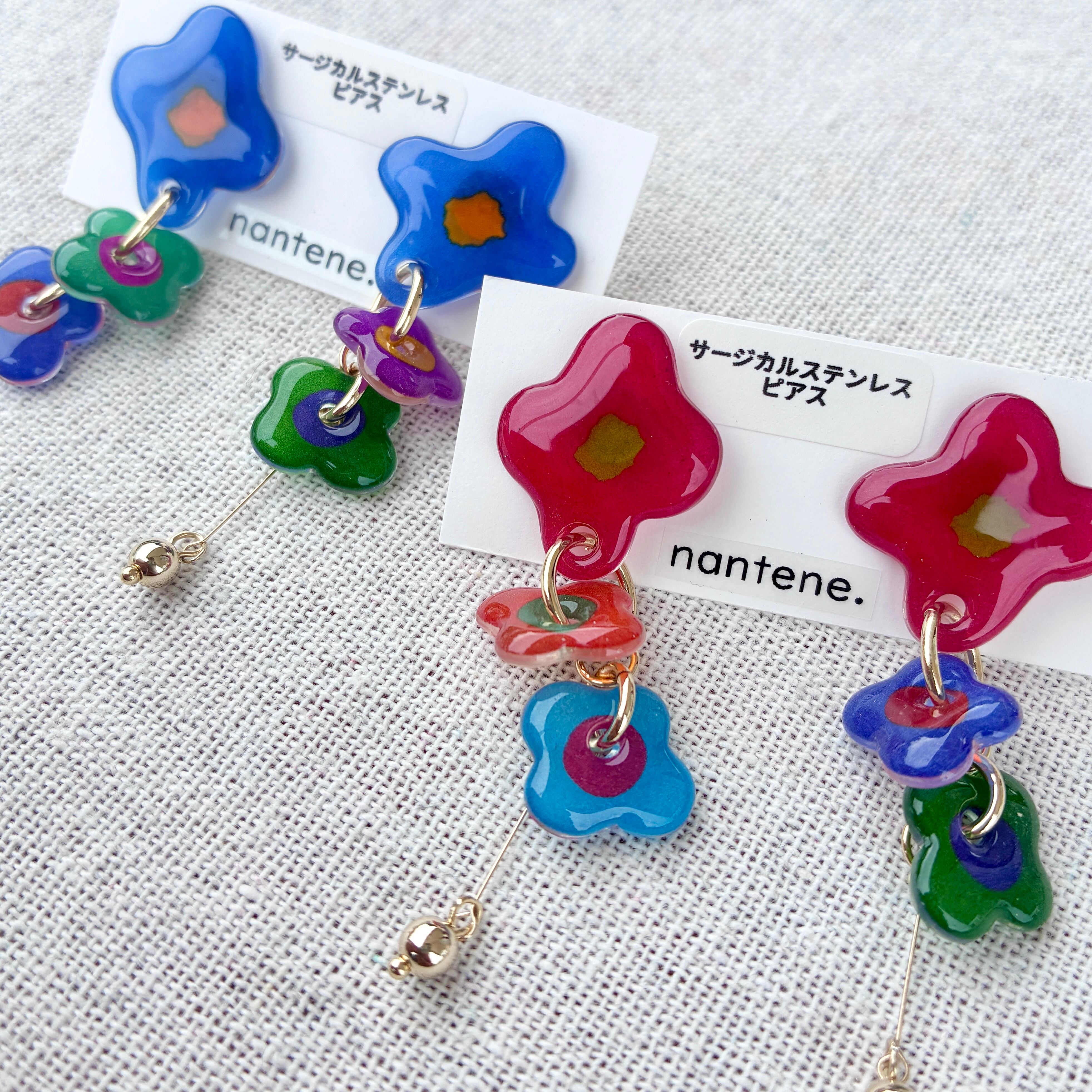 『pendant flower』ピアス/イヤリング【ブルー】