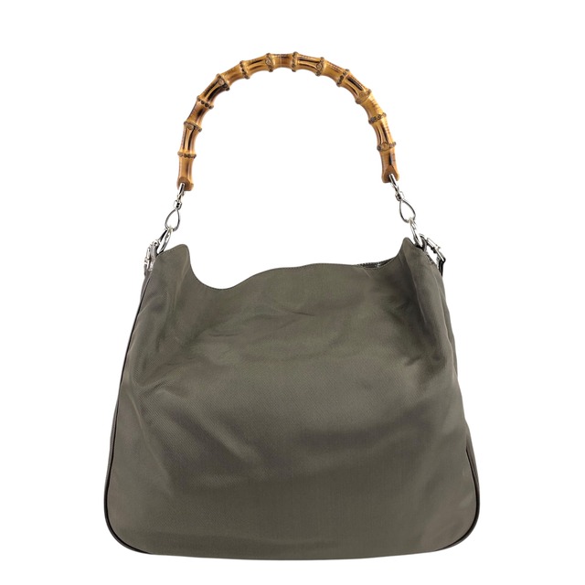 GUCCI グッチ ショルダーバッグ ブラウン バンブー ナイロン 2WAY 001･2852･1577･5 vintage ヴィンテージ オールド a5fy8k