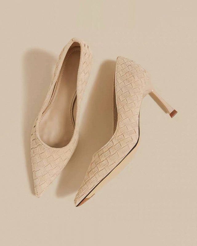 全2色/スエードタッチ ウーブンパンプス