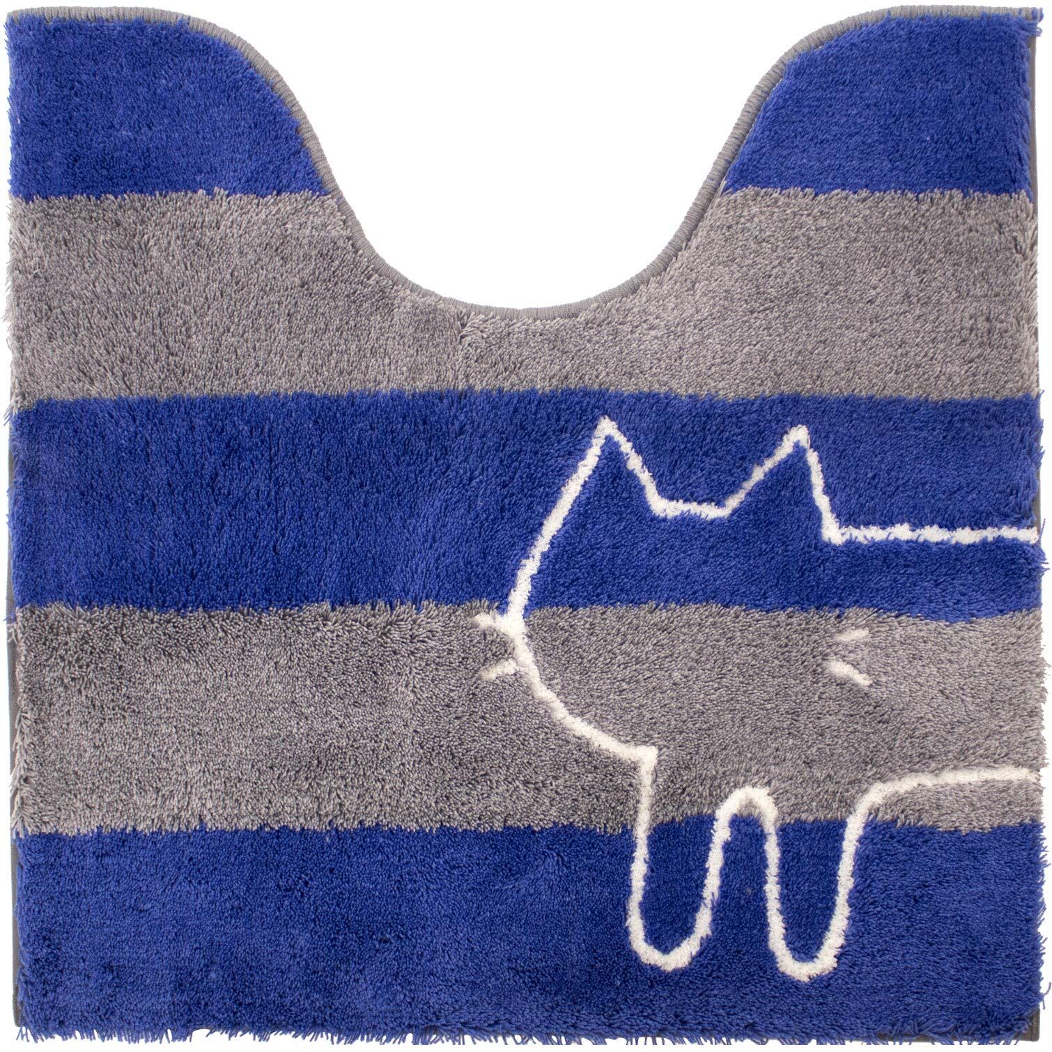 【在庫処分】オカ(OKA) うちねこ レギュラーサイズ トイレマット 約60×60cm (ブルー)