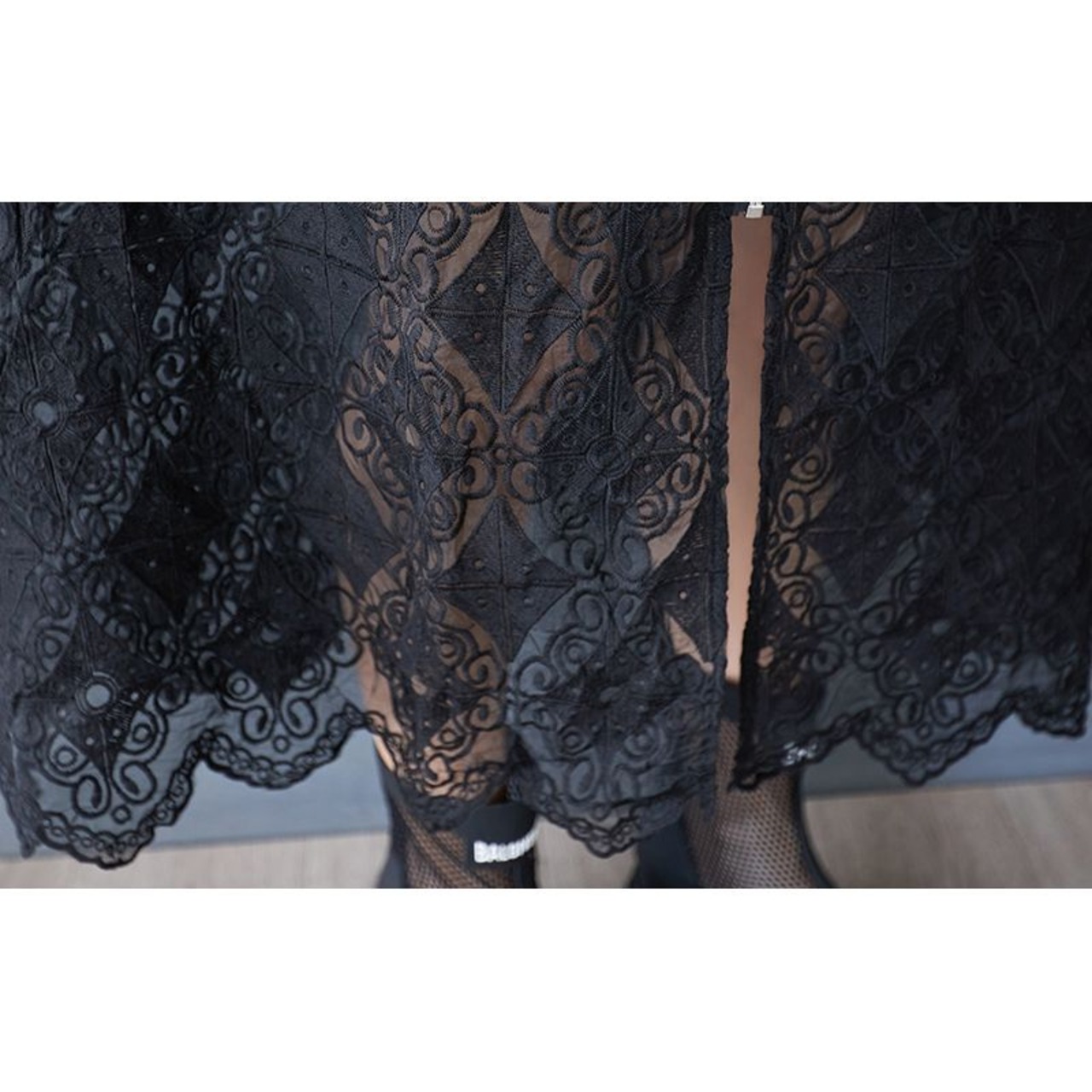 フード付き ジップアップ レースワンピース  30106