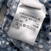 CROCODILE クロコダイル 総柄 ドット 猫目 ハーフボタン 七分袖 シャツ  ブラウス サイズ M /ブルー系 レディース