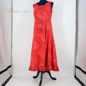 フラダンス 衣装 ワンピース ドレス レッド系 アロハスタンダード フラ ダンス モンステラ柄 リーフ柄 赤 ノースリーブ 鮮やか ALOHA STANDARDS 日本製 ハワイアン アロハ かわいい スカラップ ハワイアンプリント