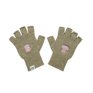 BOKU HA TANOSII ／ BTフィンガーレスニットグローブ "ベージュ × ピンク"