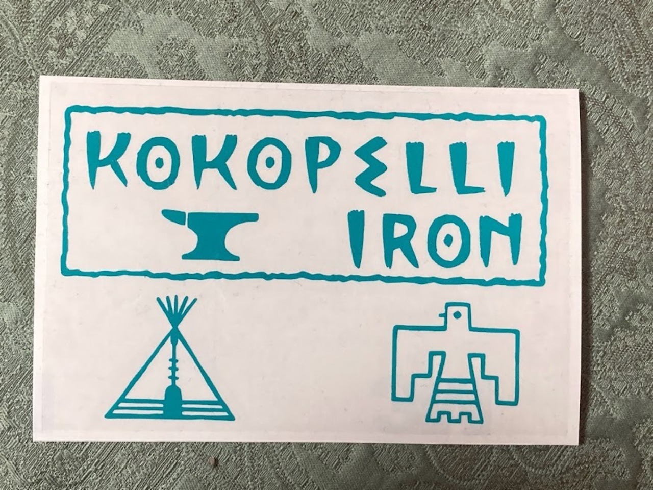 Kokopelli Iron ロゴステッカー ターコイズ サイズS　送料無料