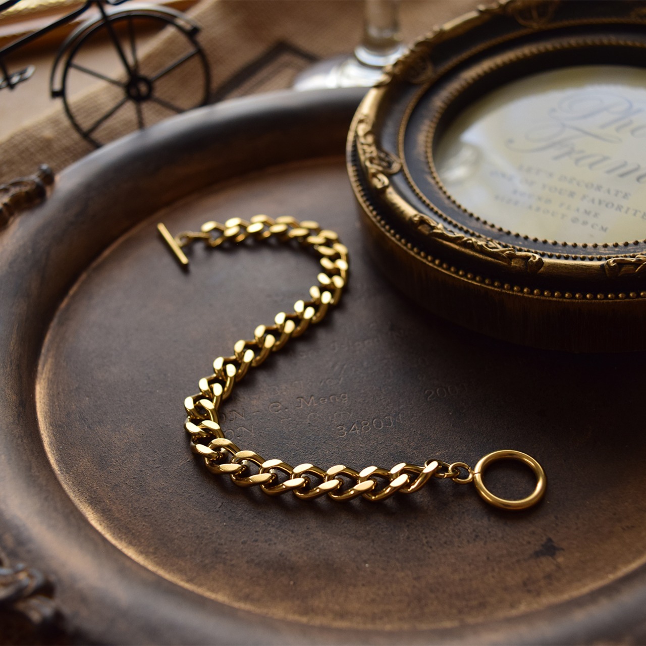 シンプルキヘイステンレスチェーンブレスレットGD