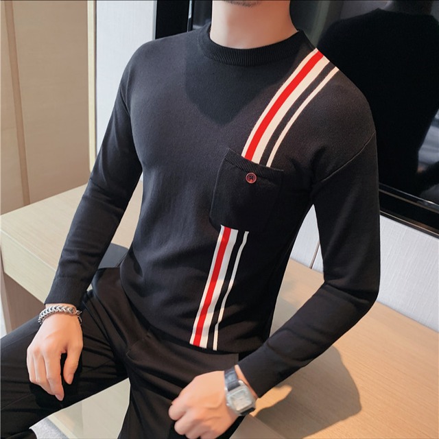 ラウンドネック　サイドラインニット　2カラー　LB0905