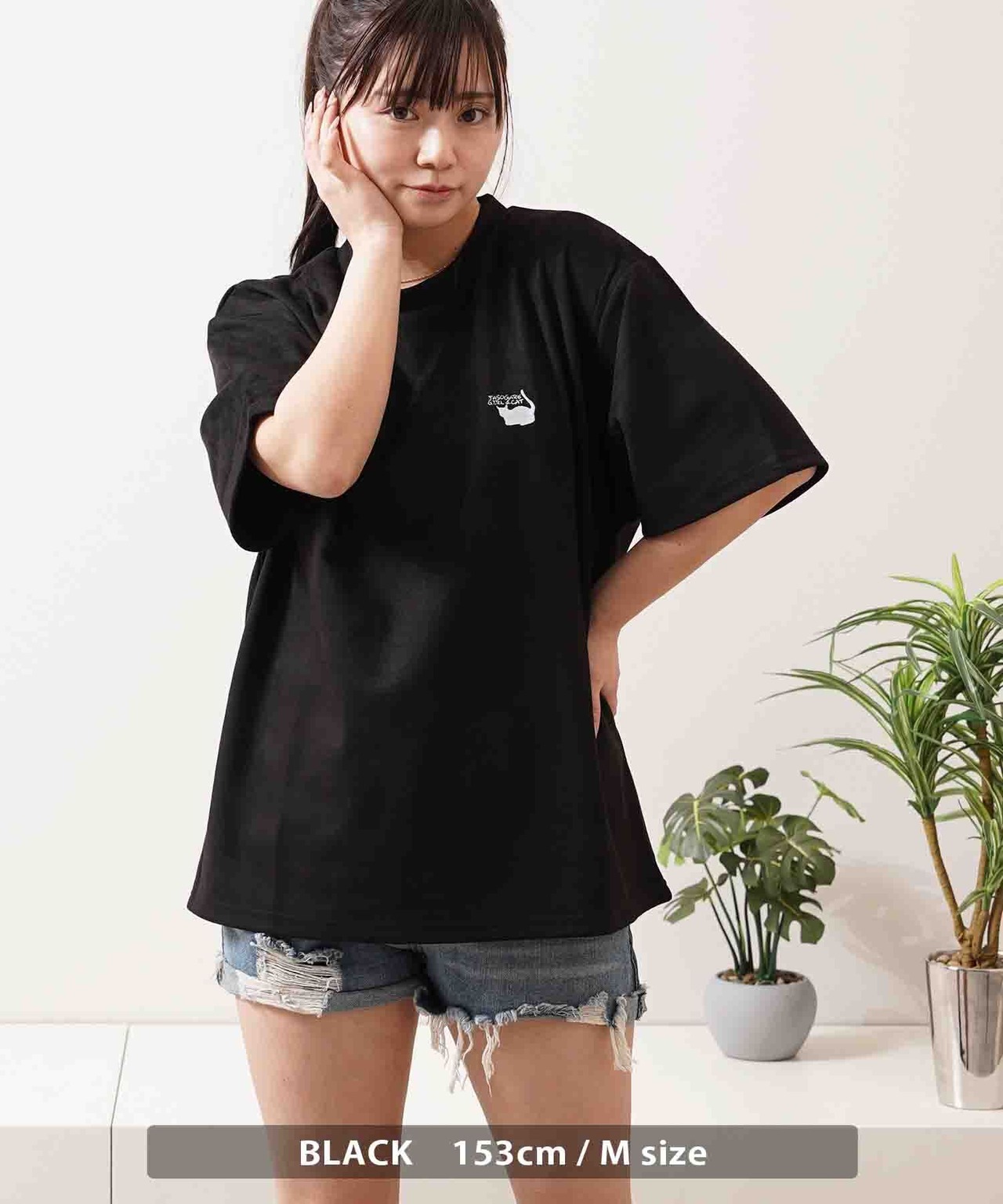 ◆ガール&ネコ フェイクスエード ルーズTee◆si-70700736