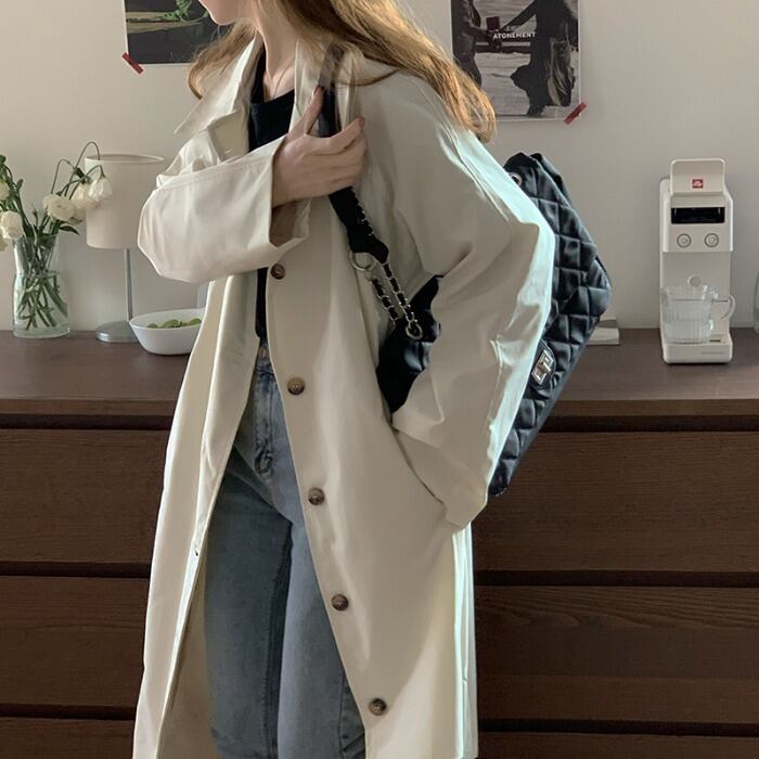 スタンダードルーズオータムウィンタースタイルロングコート ジャケット レトロ 秋物 冬物 モンロー69739424980