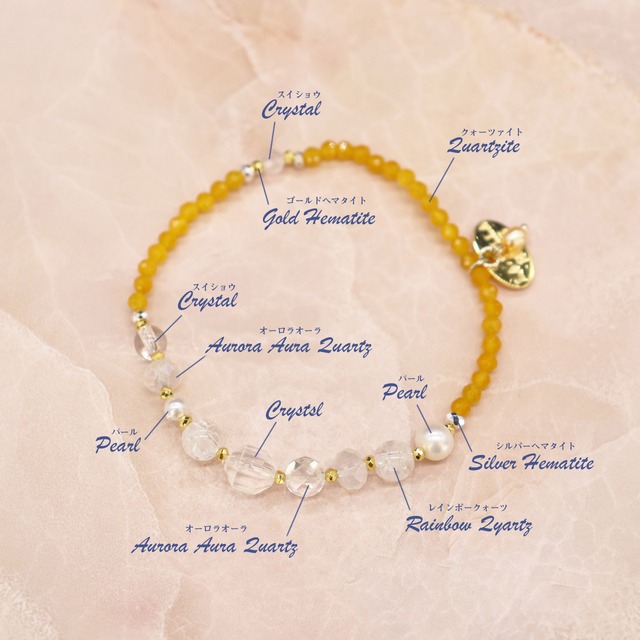 【Shining  Like Stardust】レインボークォーツ×水晶×クォーツァイト ブレスレット
