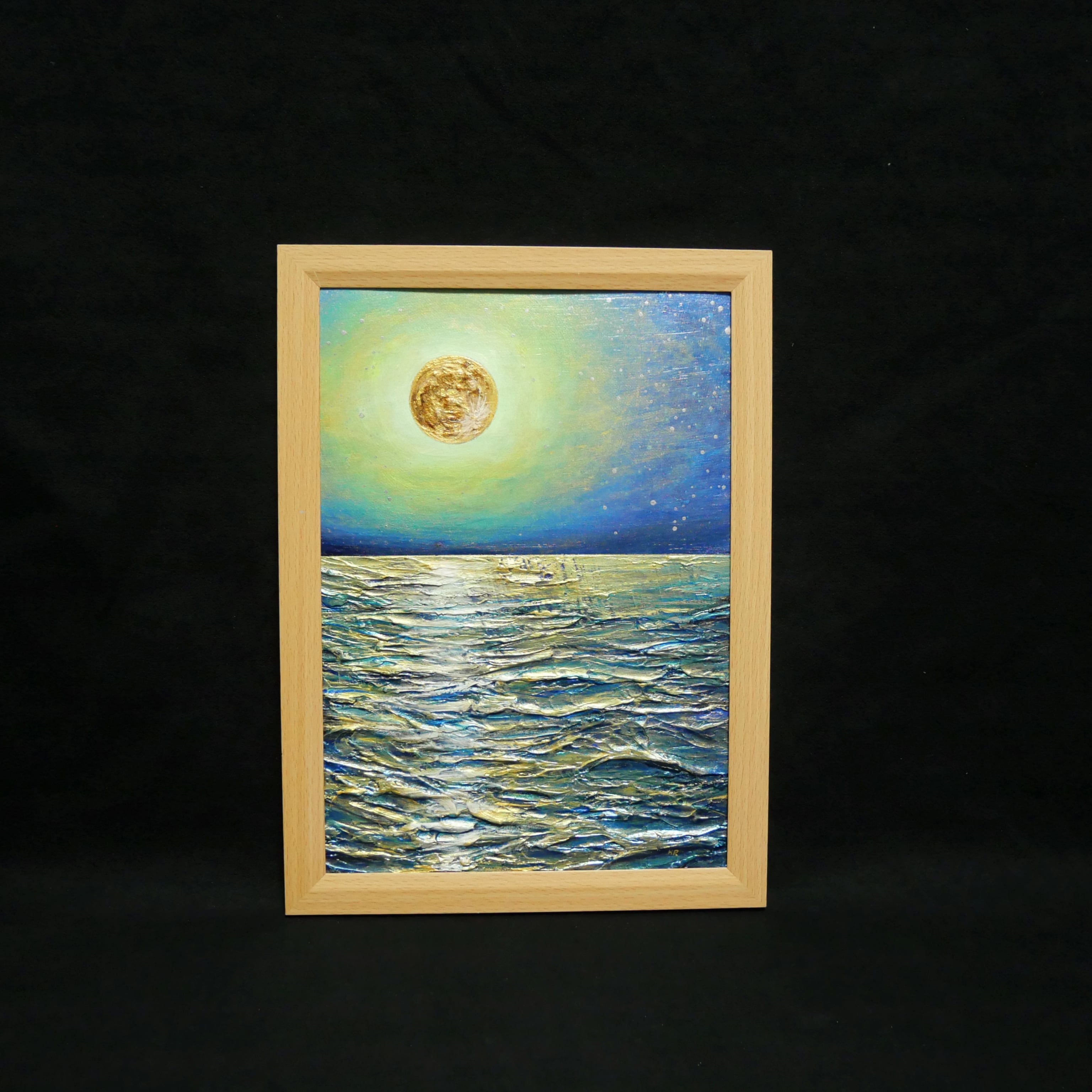 50s 美術品　油彩画　油絵 油絵 油彩 油彩画 絵 絵画 【月の道】 | HIROSHI1990