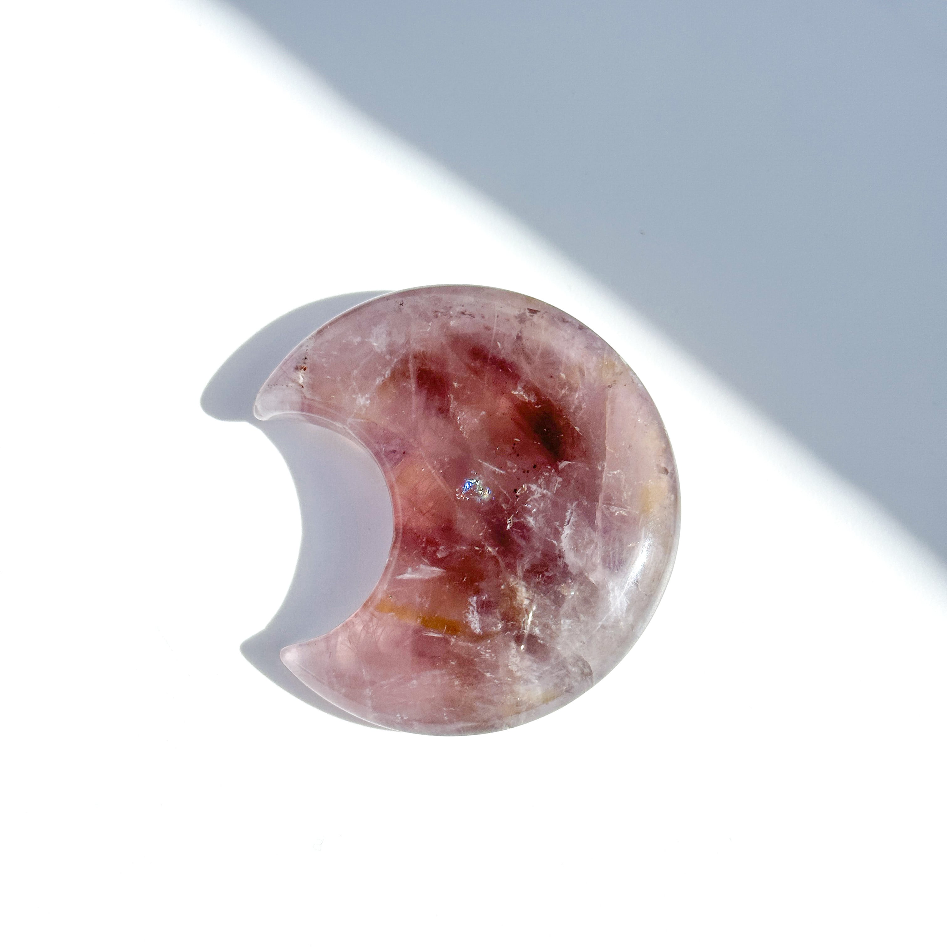 no.0030 春のアメジストとクラックのムーンストーン　一点物 アメジスト 三日月03◇ Amethyst ◇天然石・鉱物・パワーストーン