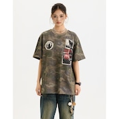 VINTAGE ストリート 迷彩プリント Tシャツ T1789