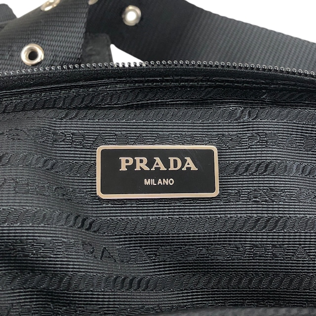 PRADA プラダ ショルダーバッグ ブラック トライアングルロゴ ナイロン レザー スリングバッグ vintage ヴィンテージ オールド s8izt8