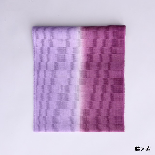 帯揚　かわせみ 　麻二色暈：藤×紫