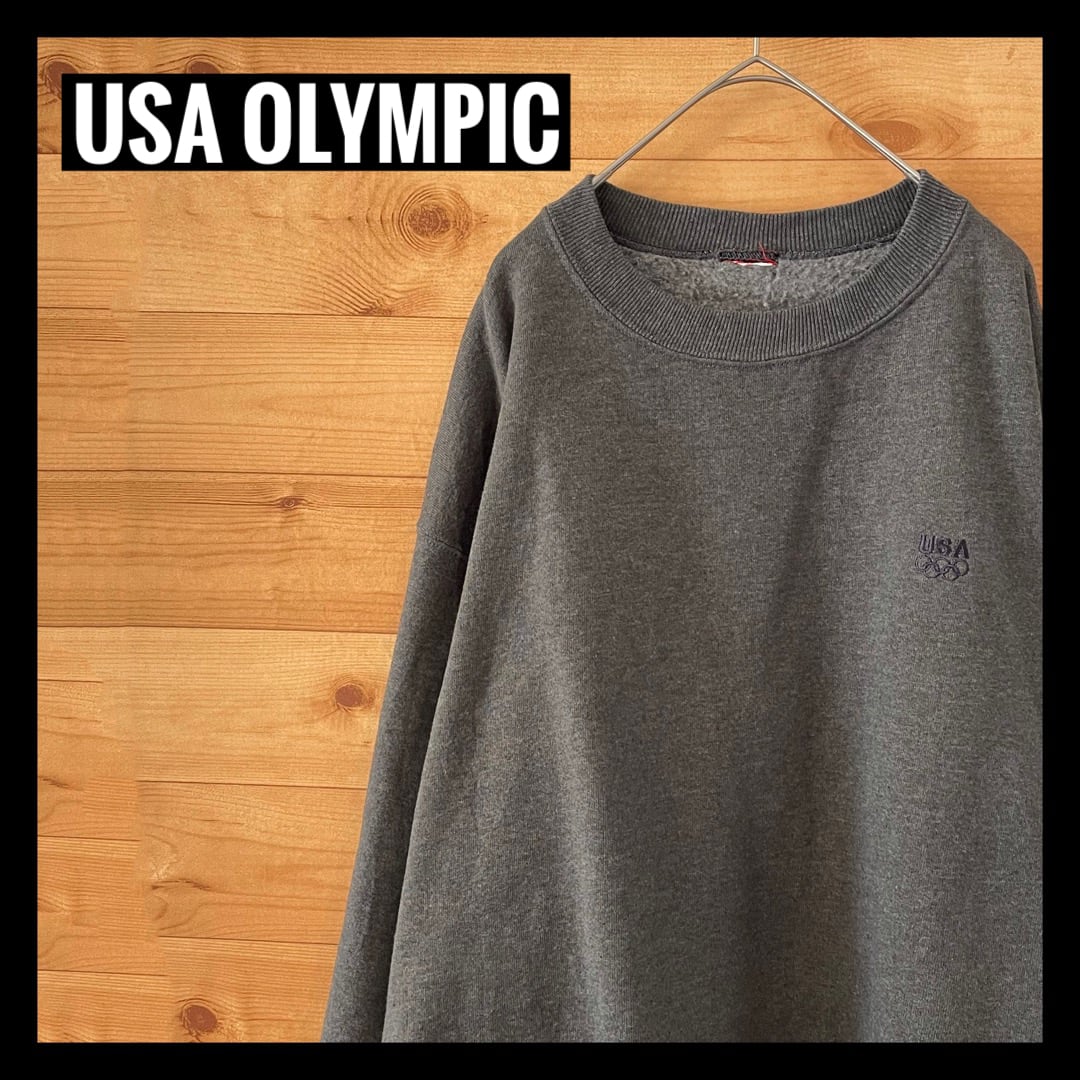【入手困難】90s USA製 オリンピック 無地 スウェット プレーン 刺繍ロゴ