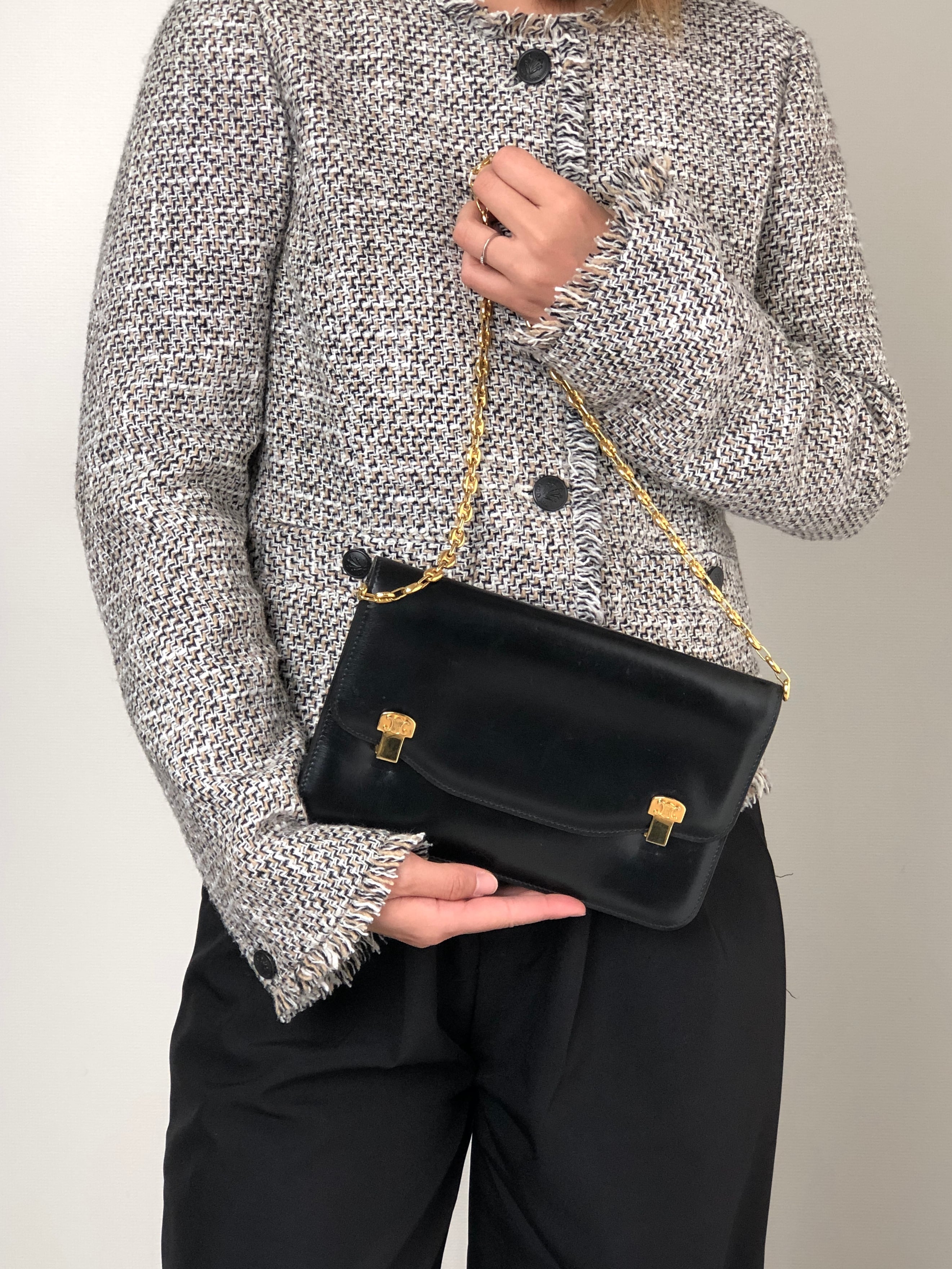 CELINE セリーヌ ショルダーバッグ ブラック トリオンフ レザー