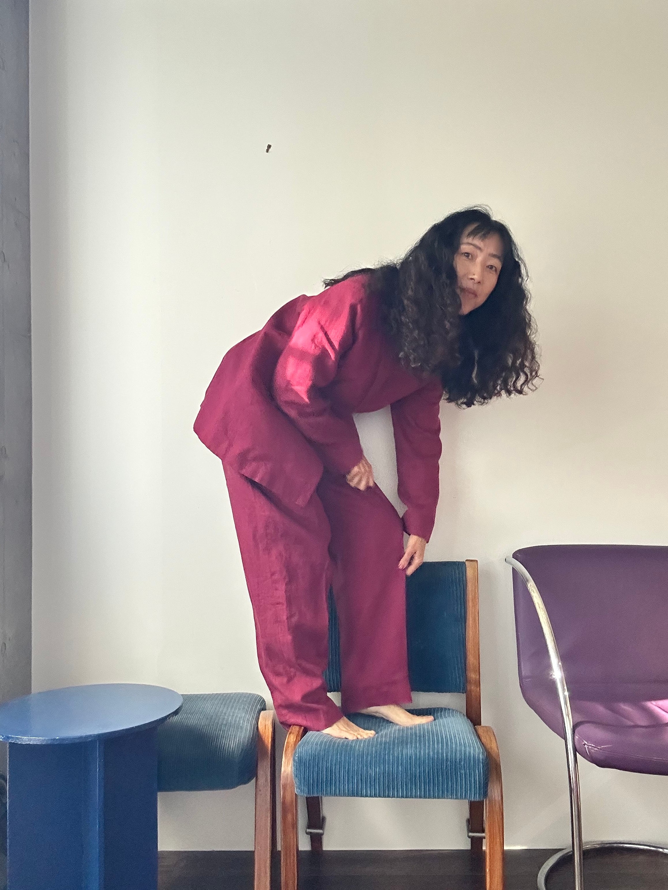 Vintage ボルドーリネンブレザーセットアップ | nur vintage apartment