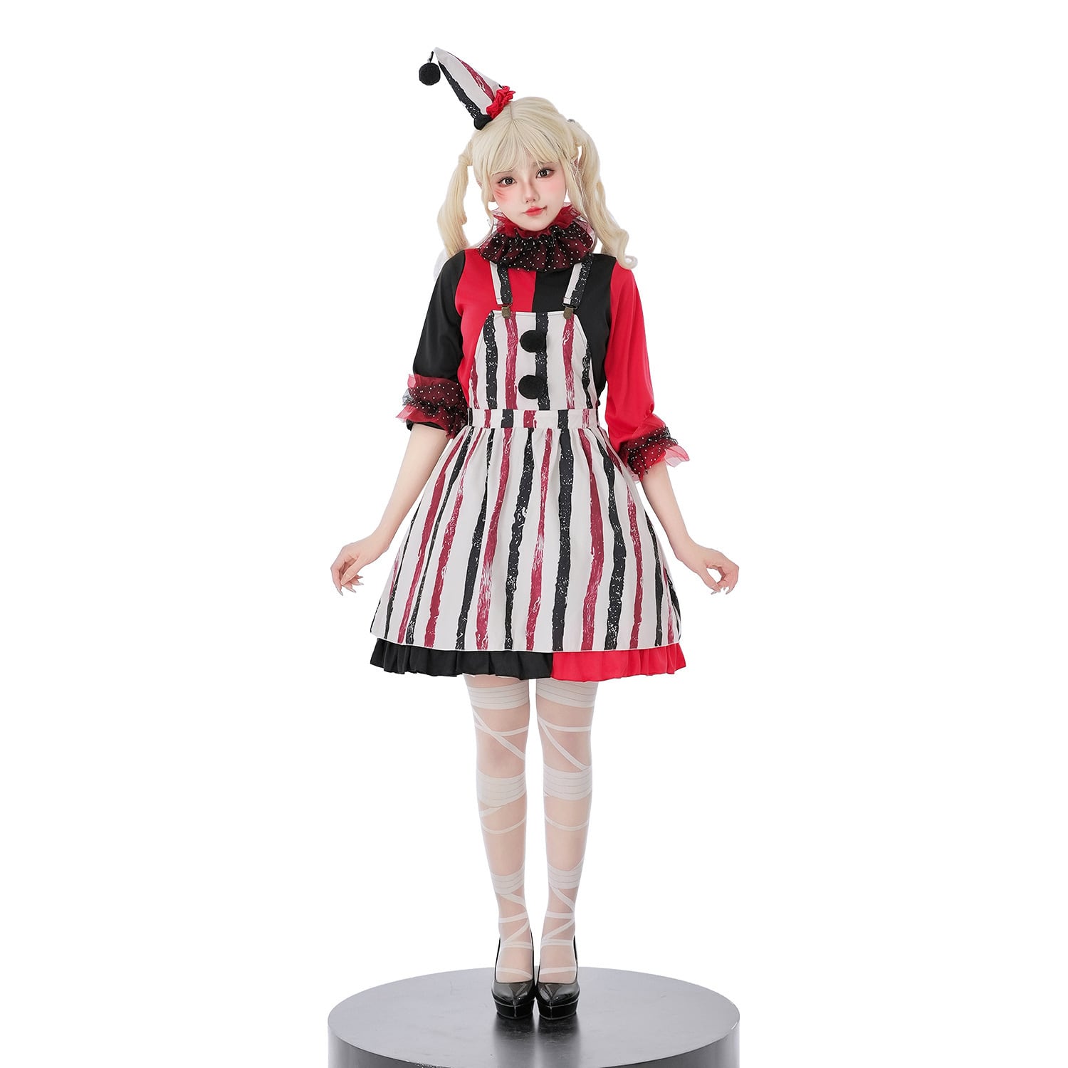 【5点セット】 かわいい コスプレ ハロウィン ホラー ピエロ コスチューム 仮装 制服パーティー JC2-XJ4267