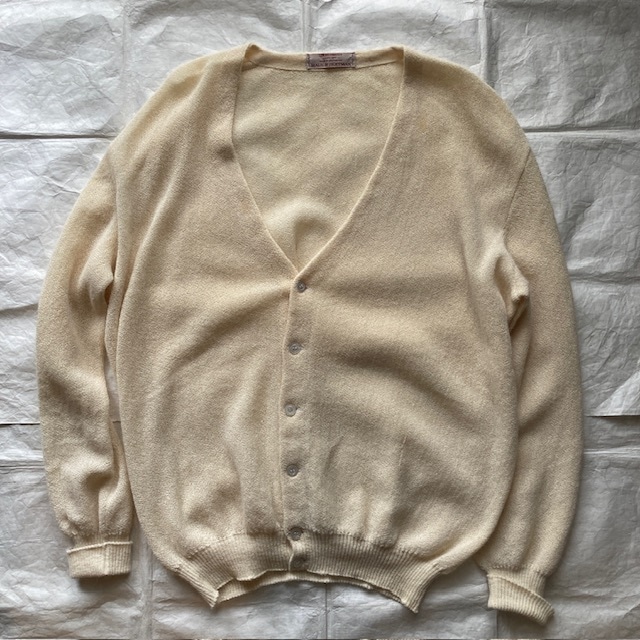 LEMMERMAYER レマメイヤー カーディガン 60s〜70s アルパカ100% パール編み オーストリア製 オフホワイト ヴィンテージ古着