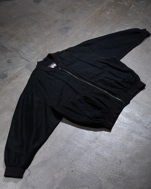 1990s vintage black silk×linen wide blouson / From GERMANY