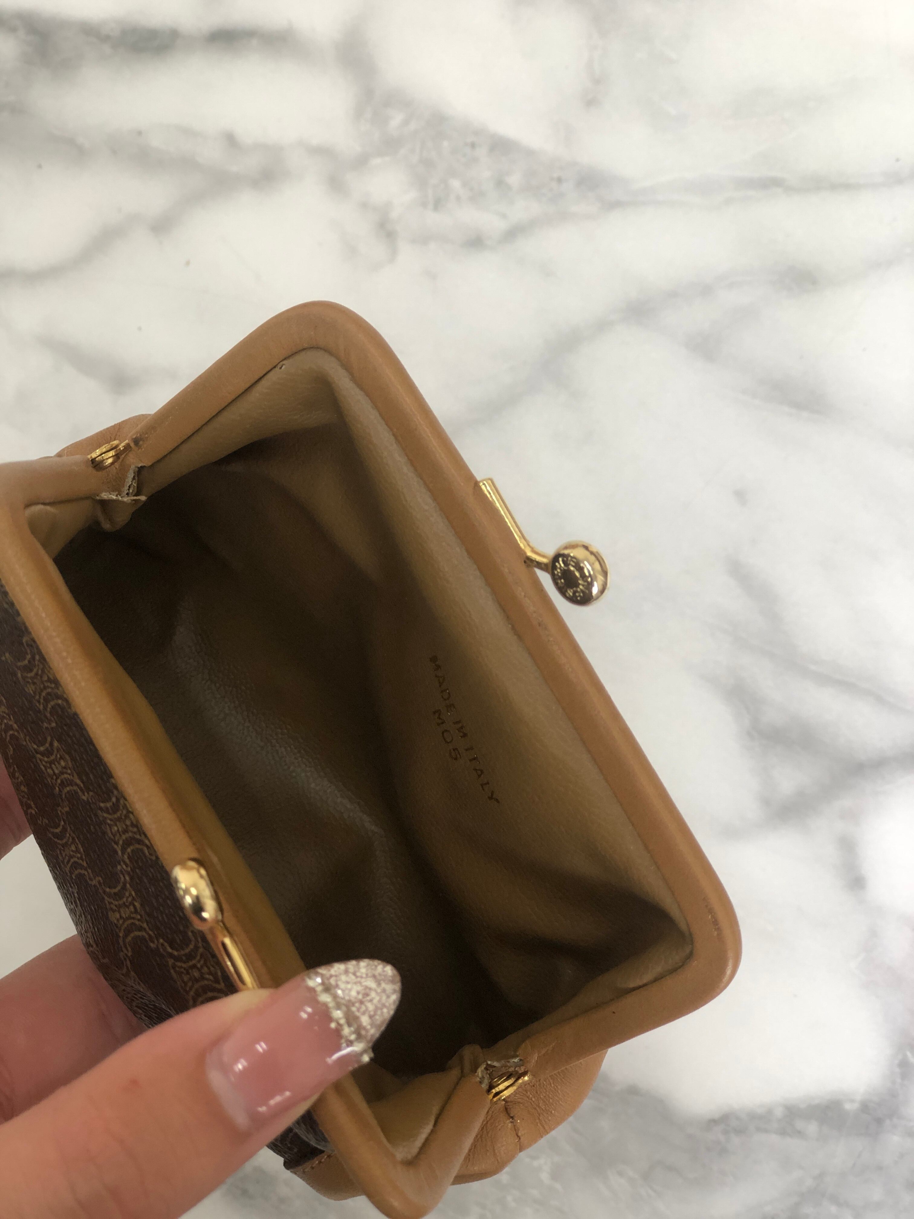 CELINE セリーヌ マカダム PVC レザー コインケース ブラウン vintage