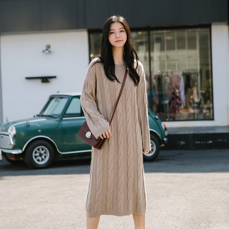 新作 人気 トレンド 春 ニット ワンピース ニットワンピ ケーブル
