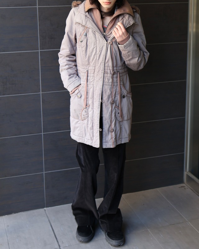 layered far hood coat