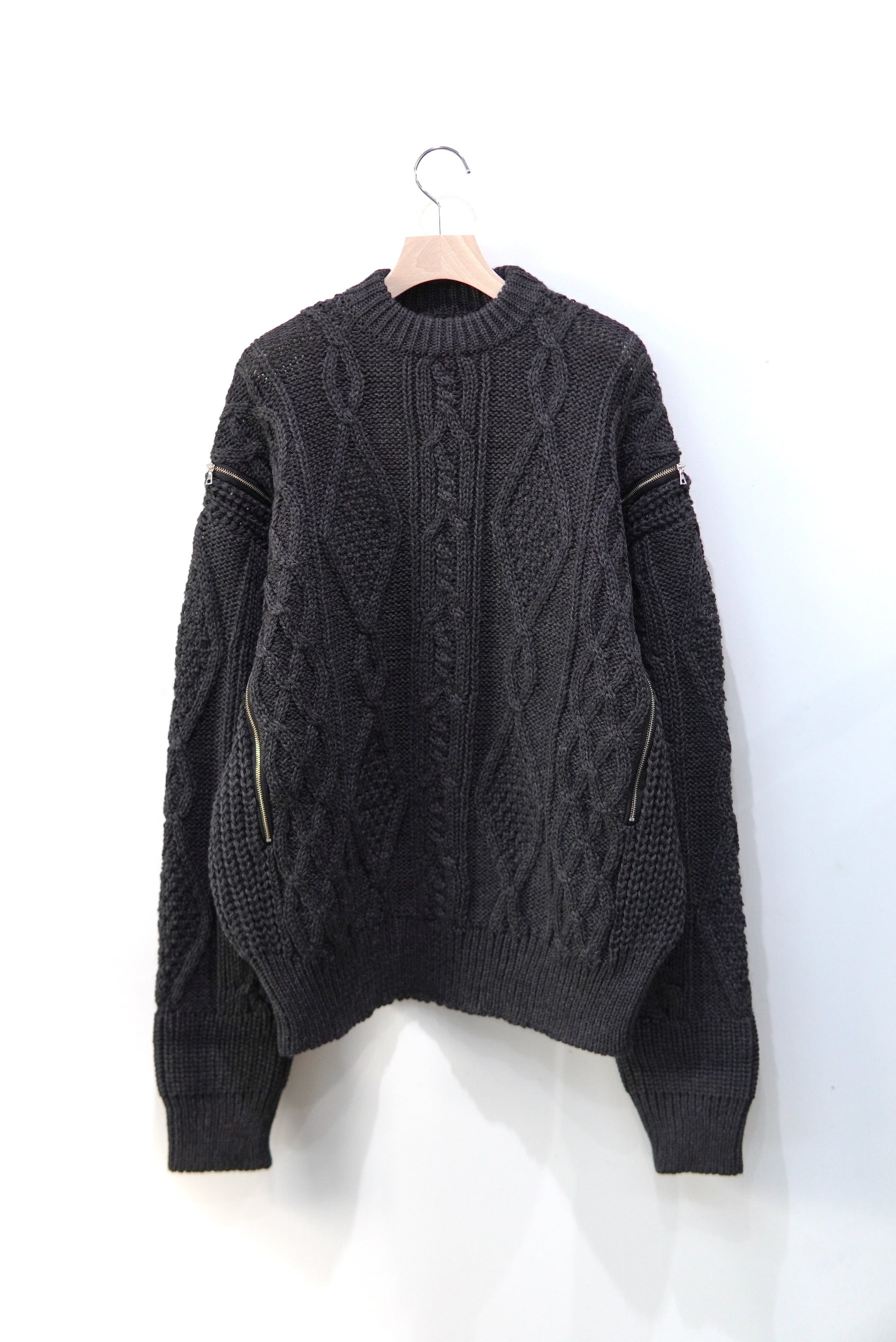 NEPLA  / ALAN ZIP PULLOVER KNIT  / D-GRAY