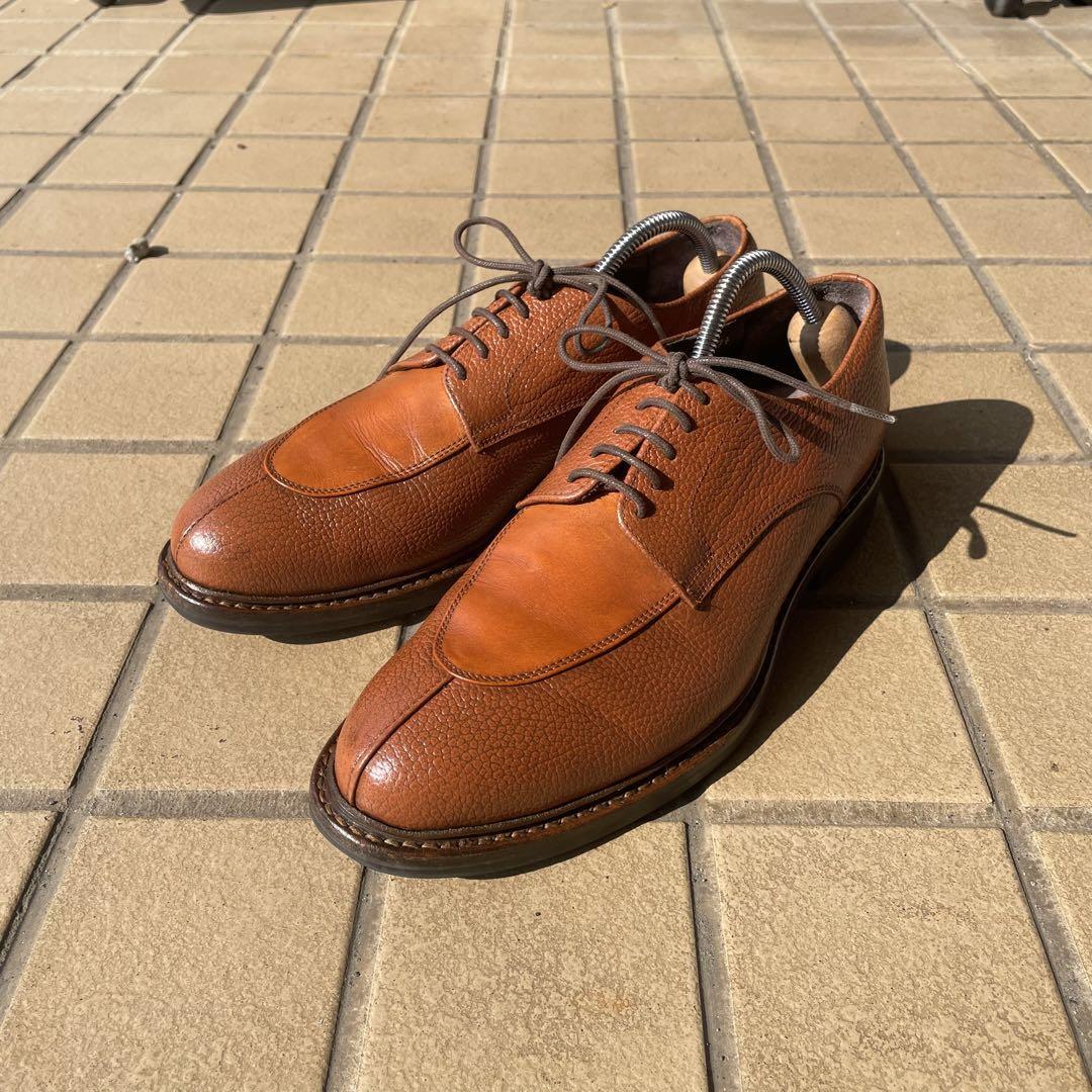 良品 Santoni サントーニ Uチップシューズ キャメル 5.5 ビジネス 