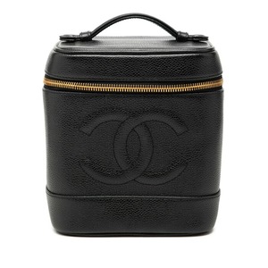 シャネル ココマーク バニティバッグ ハンドバッグ A01998 ブラック キャビアスキン レディース CHANEL 【中古】