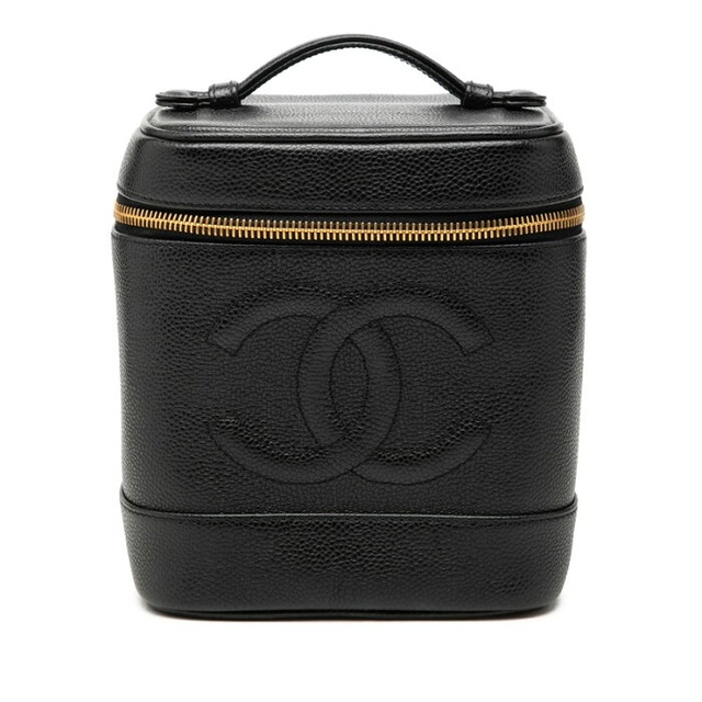 シャネル ココマーク バニティバッグ ハンドバッグ A01998 ブラック キャビアスキン レディース CHANEL 【中古】