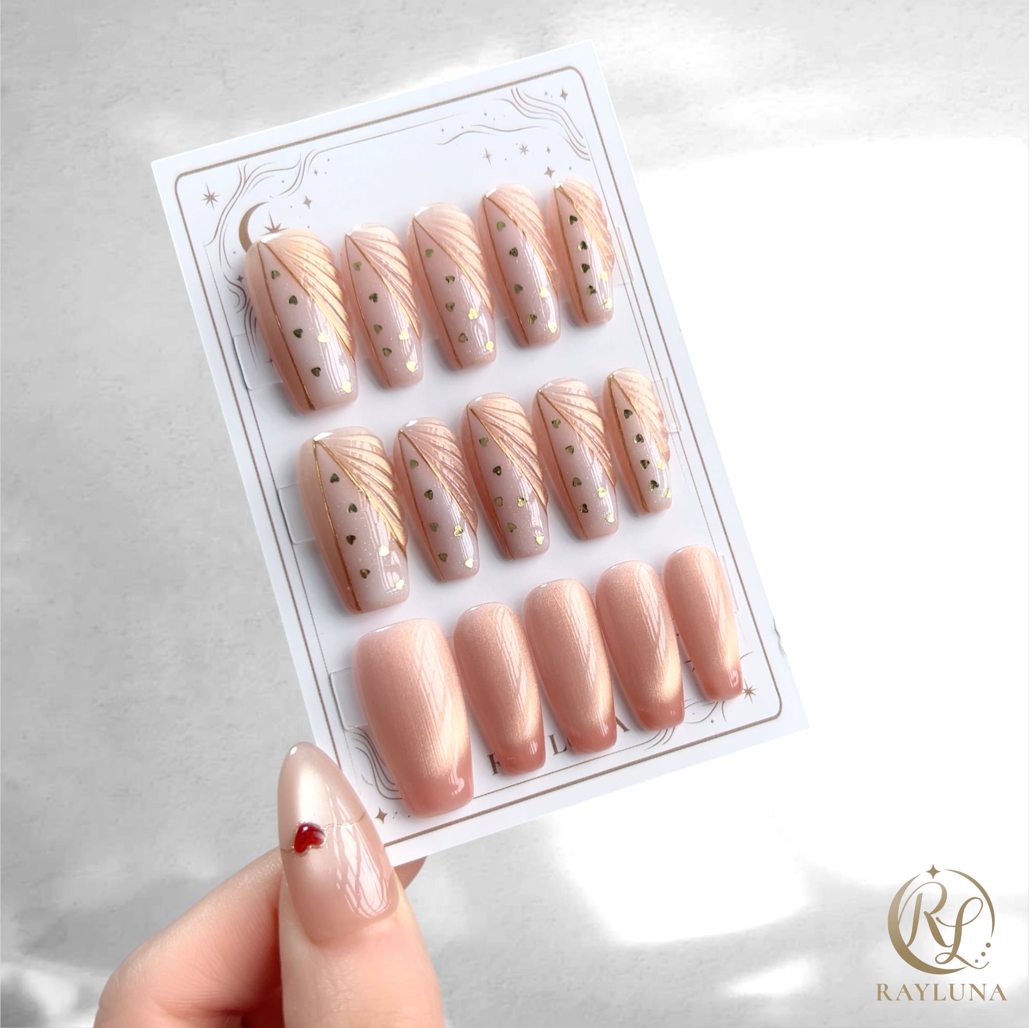 【#1068B】レイルナオリジナル 15枚入り/繰返し使える【プレミアム】ネイルチップ/ロング バレリーナ