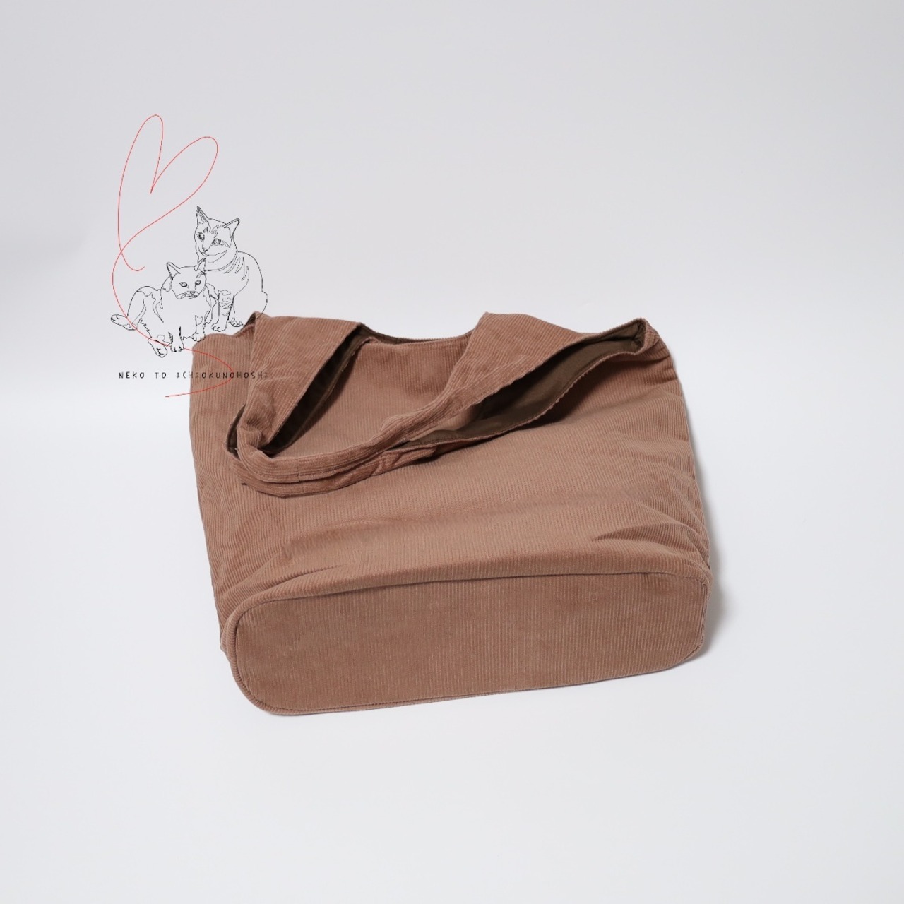 COCOALT　猫デザイン刺繡コーデュロイトートバッグ　ブリティッシュ