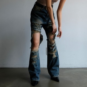 HARD TORN DAMAGE DENIM